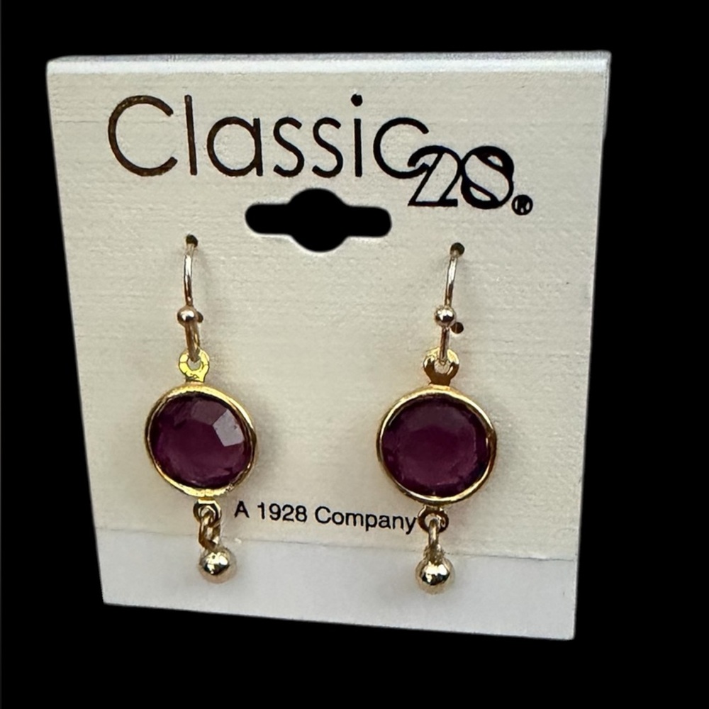 NWT 1928 Purple Channel Drop Wire Earrings